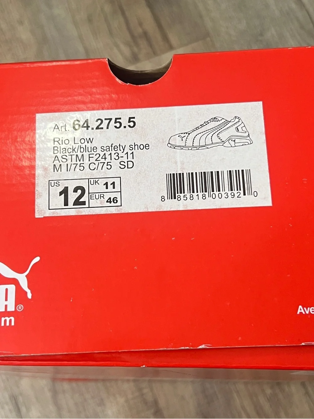 *NEW IN BOX* Puma Rio Low, Black and Blue Men's Safety Work Sneakers